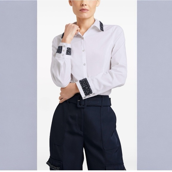 Cinq A Sept Ellery embellished two-piece top blouse with removable vest Medium - Picture 8 of 13